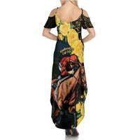 Melbourne Horse Racing Family Matching Summer Maxi Dress and Hawaiian Shirt Yellow Roses - Ready Set Gallop! - Wonder Print Shop