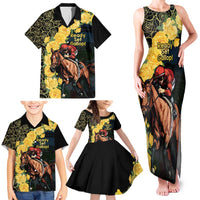 Melbourne Horse Racing Family Matching Tank Maxi Dress and Hawaiian Shirt Yellow Roses - Ready Set Gallop! - Wonder Print Shop
