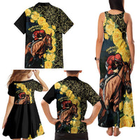 Melbourne Horse Racing Family Matching Tank Maxi Dress and Hawaiian Shirt Yellow Roses - Ready Set Gallop! - Wonder Print Shop
