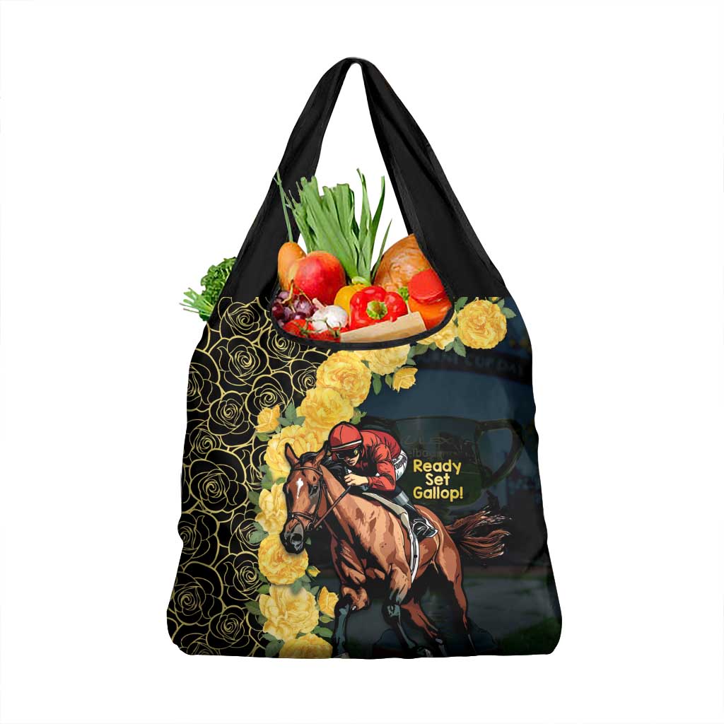 Melbourne Horse Racing Grocery Bag Yellow Roses - Ready Set Gallop! - Wonder Print Shop