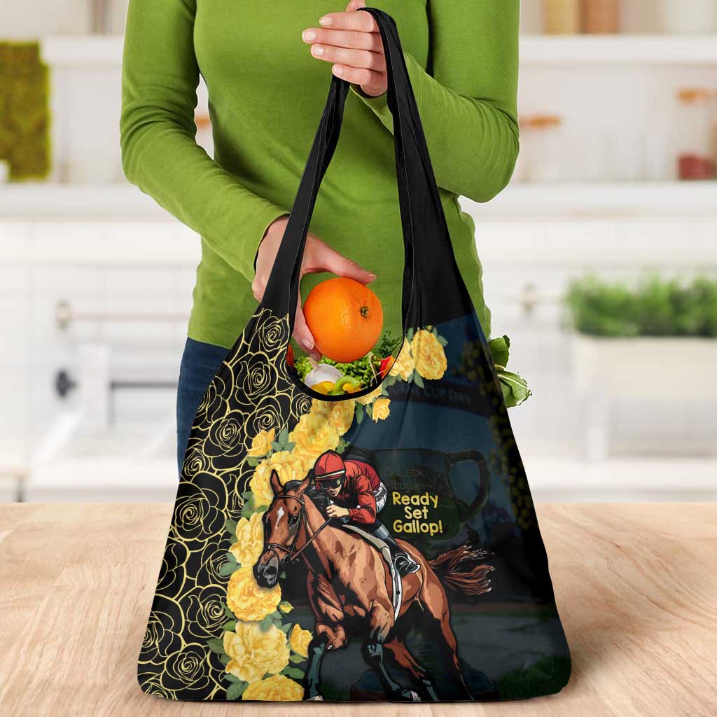 Melbourne Horse Racing Grocery Bag Yellow Roses - Ready Set Gallop! - Wonder Print Shop