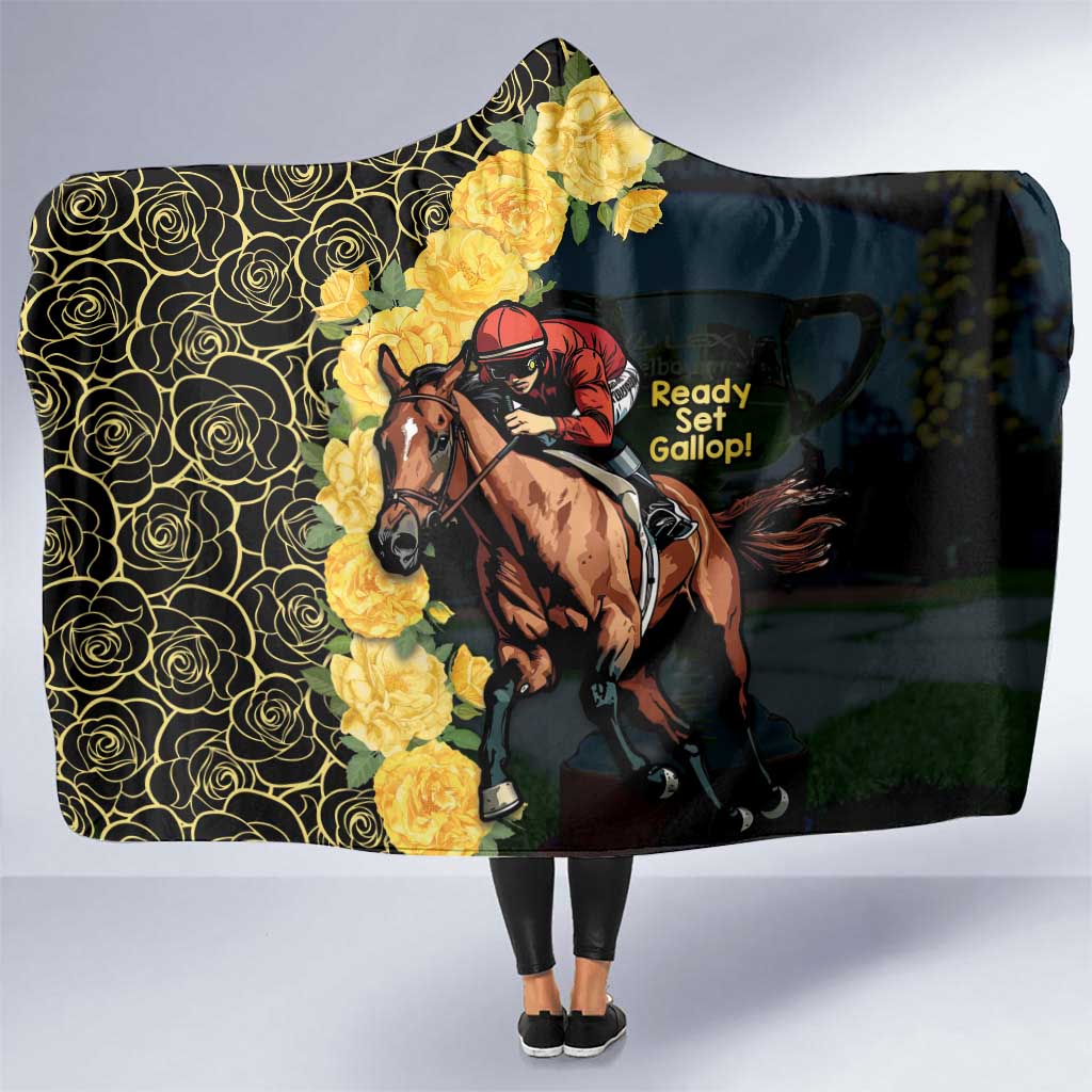 Melbourne Horse Racing Hooded Blanket Yellow Roses - Ready Set Gallop! - Wonder Print Shop