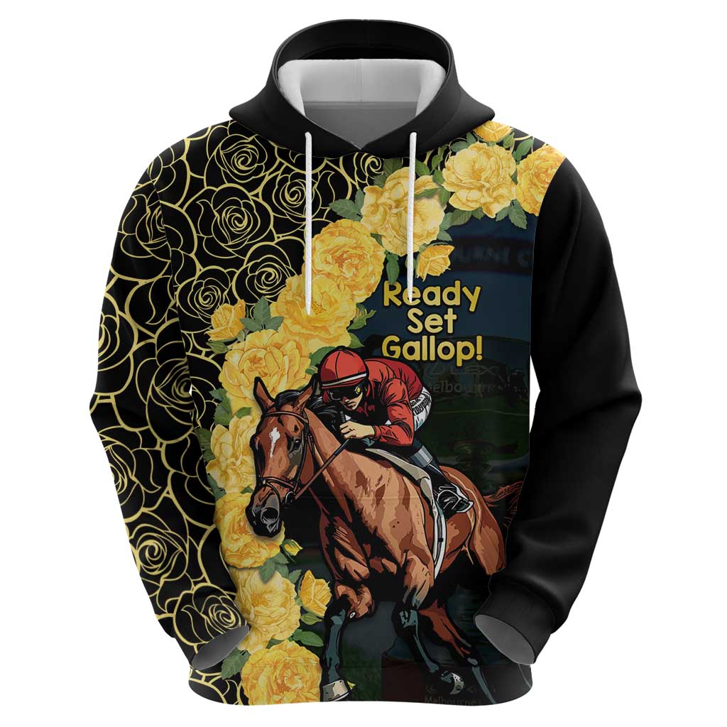 Melbourne Horse Racing Hoodie Yellow Roses - Ready Set Gallop! - Wonder Print Shop