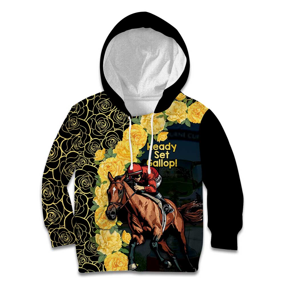 Melbourne Horse Racing Kid Hoodie Yellow Roses - Ready Set Gallop! - Wonder Print Shop