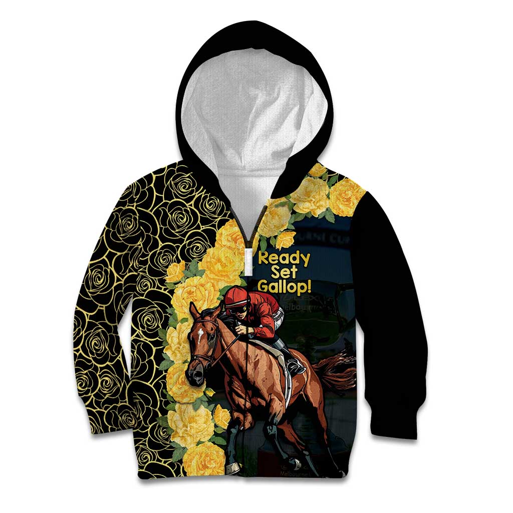 Melbourne Horse Racing Kid Hoodie Yellow Roses - Ready Set Gallop! - Wonder Print Shop