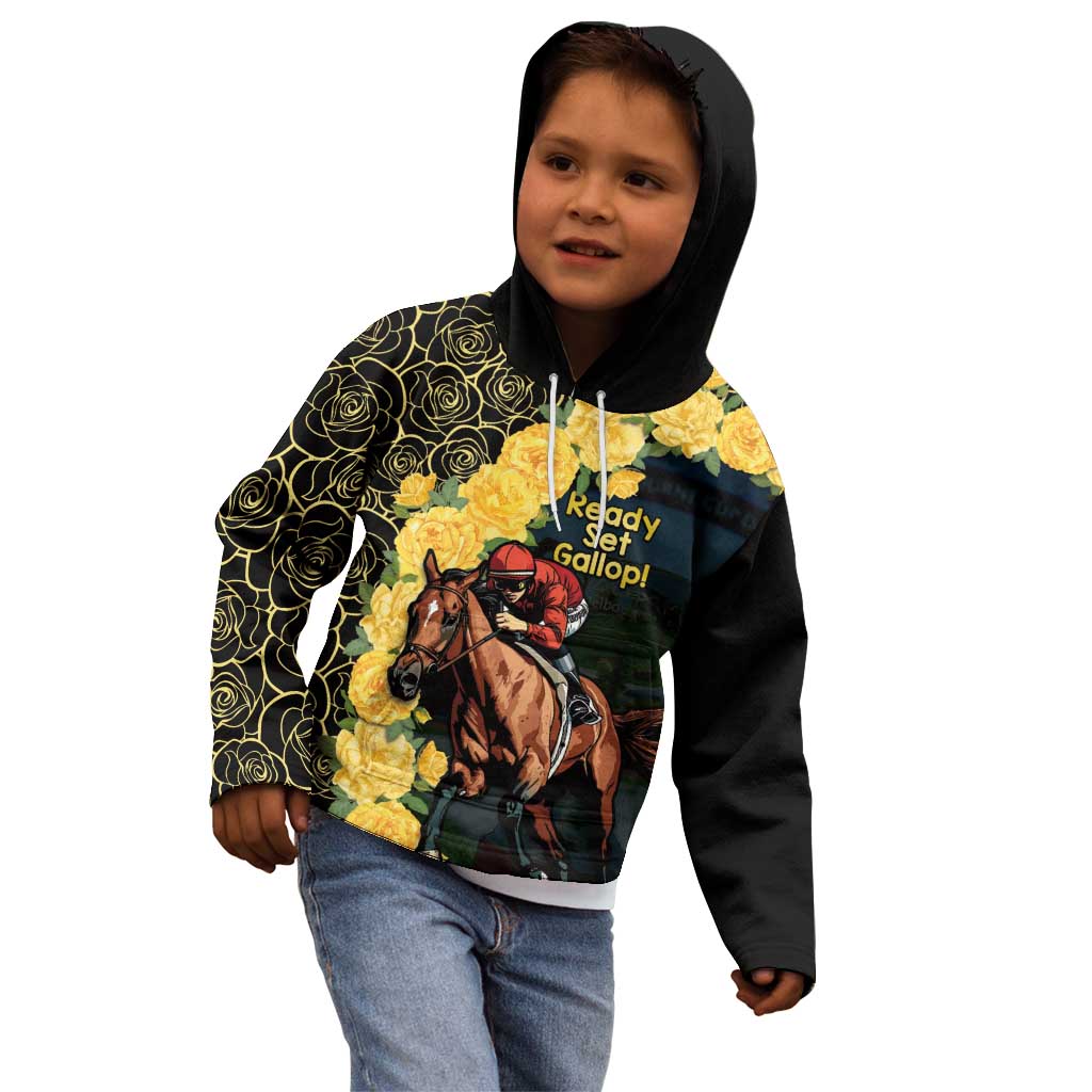 Melbourne Horse Racing Kid Hoodie Yellow Roses - Ready Set Gallop! - Wonder Print Shop