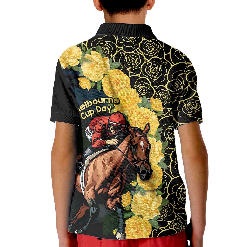 Melbourne Horse Racing Kid Polo Shirt Yellow Roses - Ready Set Gallop! - Wonder Print Shop