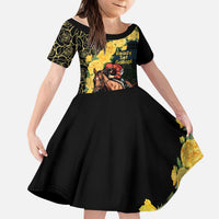 Melbourne Horse Racing Kid Short Sleeve Dress Yellow Roses - Ready Set Gallop! - Wonder Print Shop