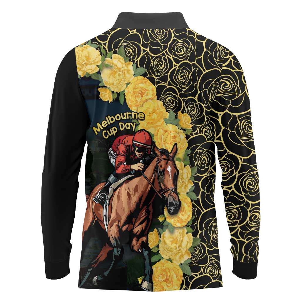Melbourne Horse Racing Long Sleeve Polo Shirt Yellow Roses - Ready Set Gallop! - Wonder Print Shop