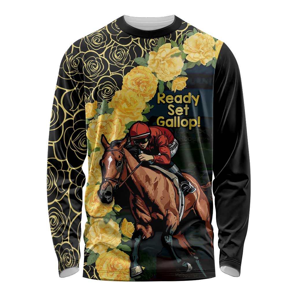 Melbourne Horse Racing Long Sleeve Shirt Yellow Roses - Ready Set Gallop! - Wonder Print Shop