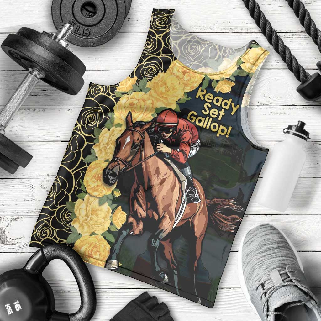 Melbourne Horse Racing Men Tank Top Yellow Roses - Ready Set Gallop! - Wonder Print Shop