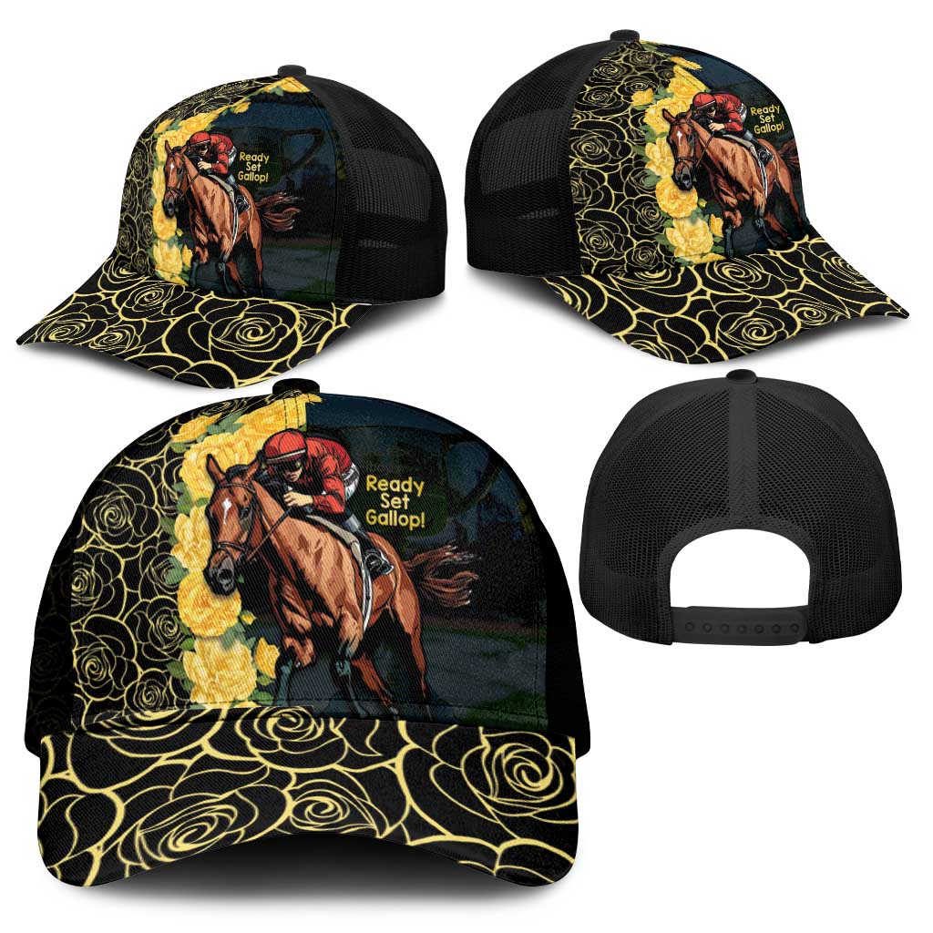 Melbourne Horse Racing Mesh Trucker Cap Yellow Roses - Ready Set Gallop - Wonder Print Shop