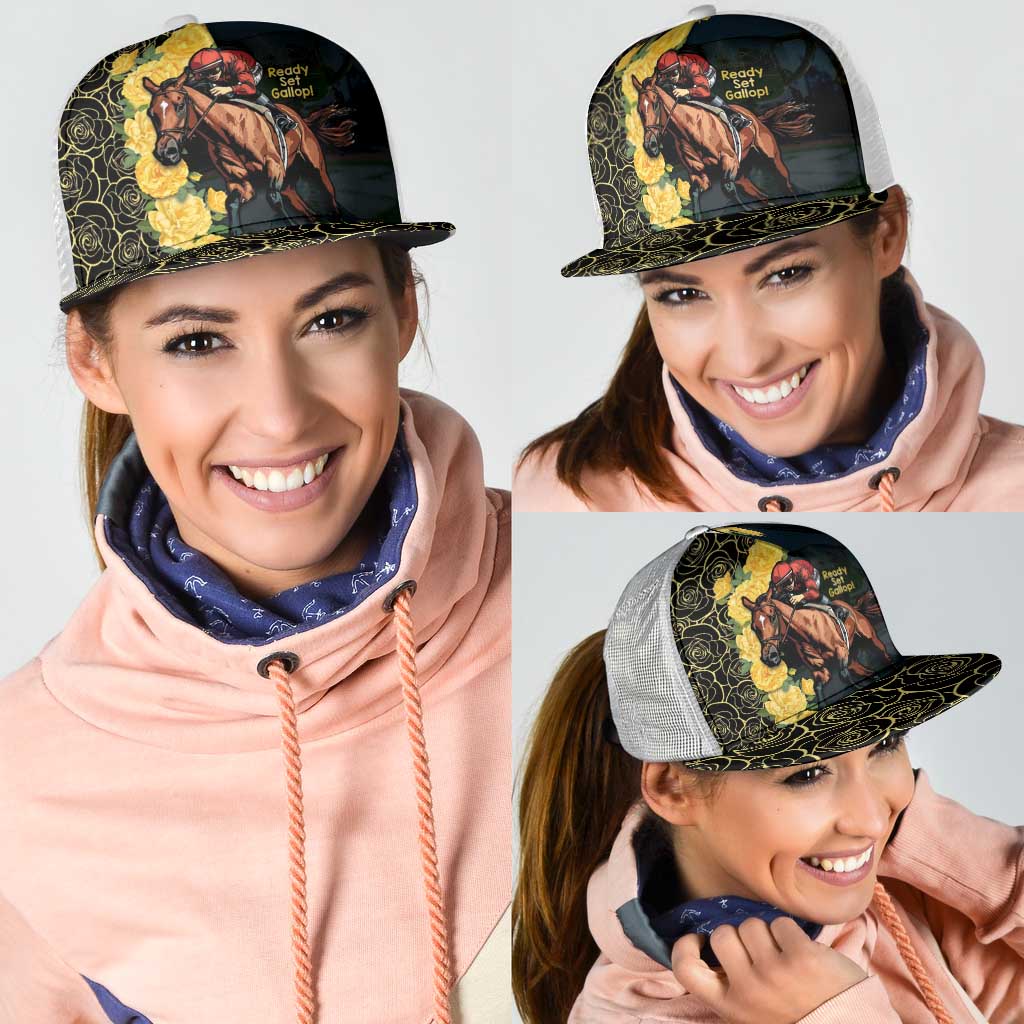 Melbourne Horse Racing Mesh Trucker Cap Yellow Roses - Ready Set Gallop - Wonder Print Shop