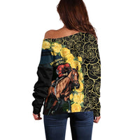 Melbourne Horse Racing Off Shoulder Sweater Yellow Roses - Ready Set Gallop! - Wonder Print Shop