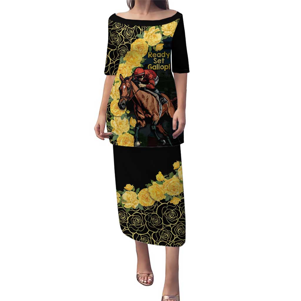 Melbourne Horse Racing Puletasi Yellow Roses - Ready Set Gallop! - Wonder Print Shop