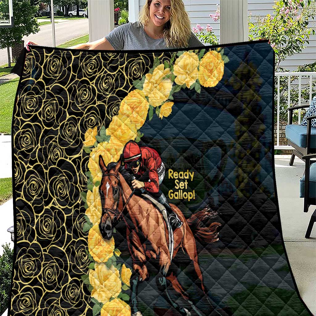 Melbourne Horse Racing Quilt Yellow Roses - Ready Set Gallop! - Wonder Print Shop