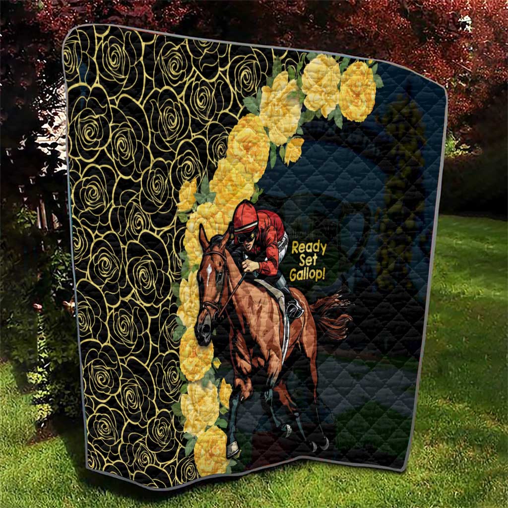 Melbourne Horse Racing Quilt Yellow Roses - Ready Set Gallop! - Wonder Print Shop
