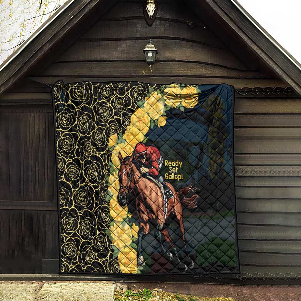 Melbourne Horse Racing Quilt Yellow Roses - Ready Set Gallop! - Wonder Print Shop