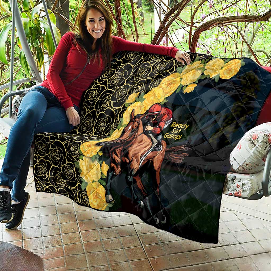 Melbourne Horse Racing Quilt Yellow Roses - Ready Set Gallop! - Wonder Print Shop