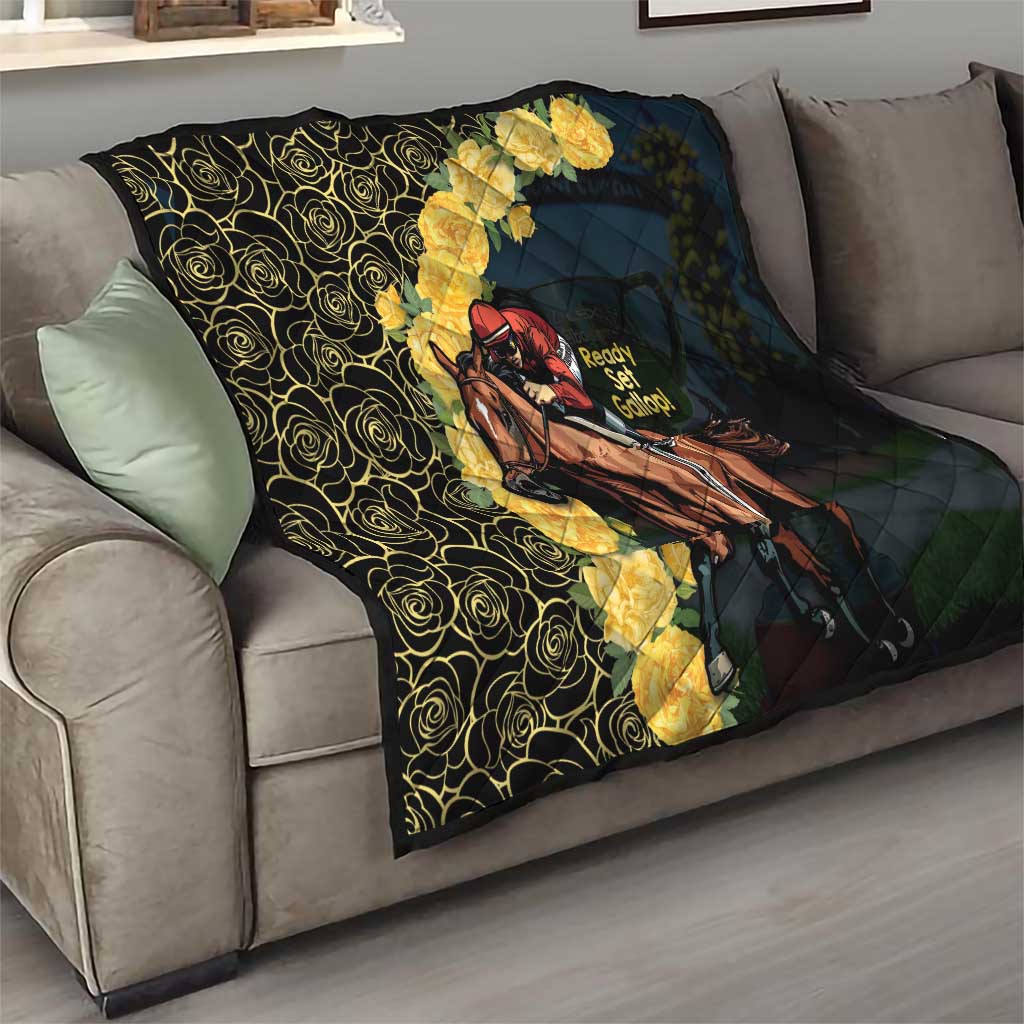 Melbourne Horse Racing Quilt Yellow Roses - Ready Set Gallop! - Wonder Print Shop
