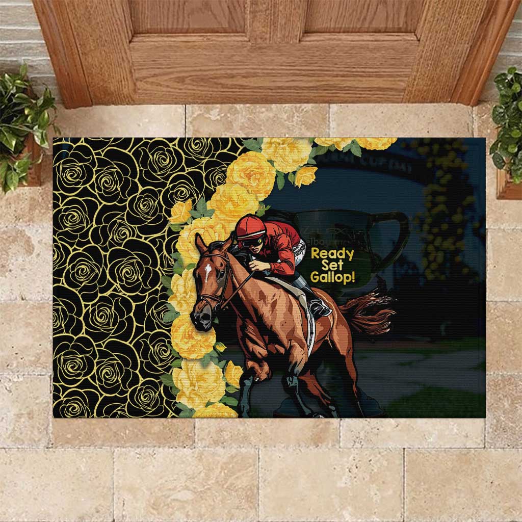 Melbourne Horse Racing Rubber Doormat Yellow Roses - Ready Set Gallop! - Wonder Print Shop