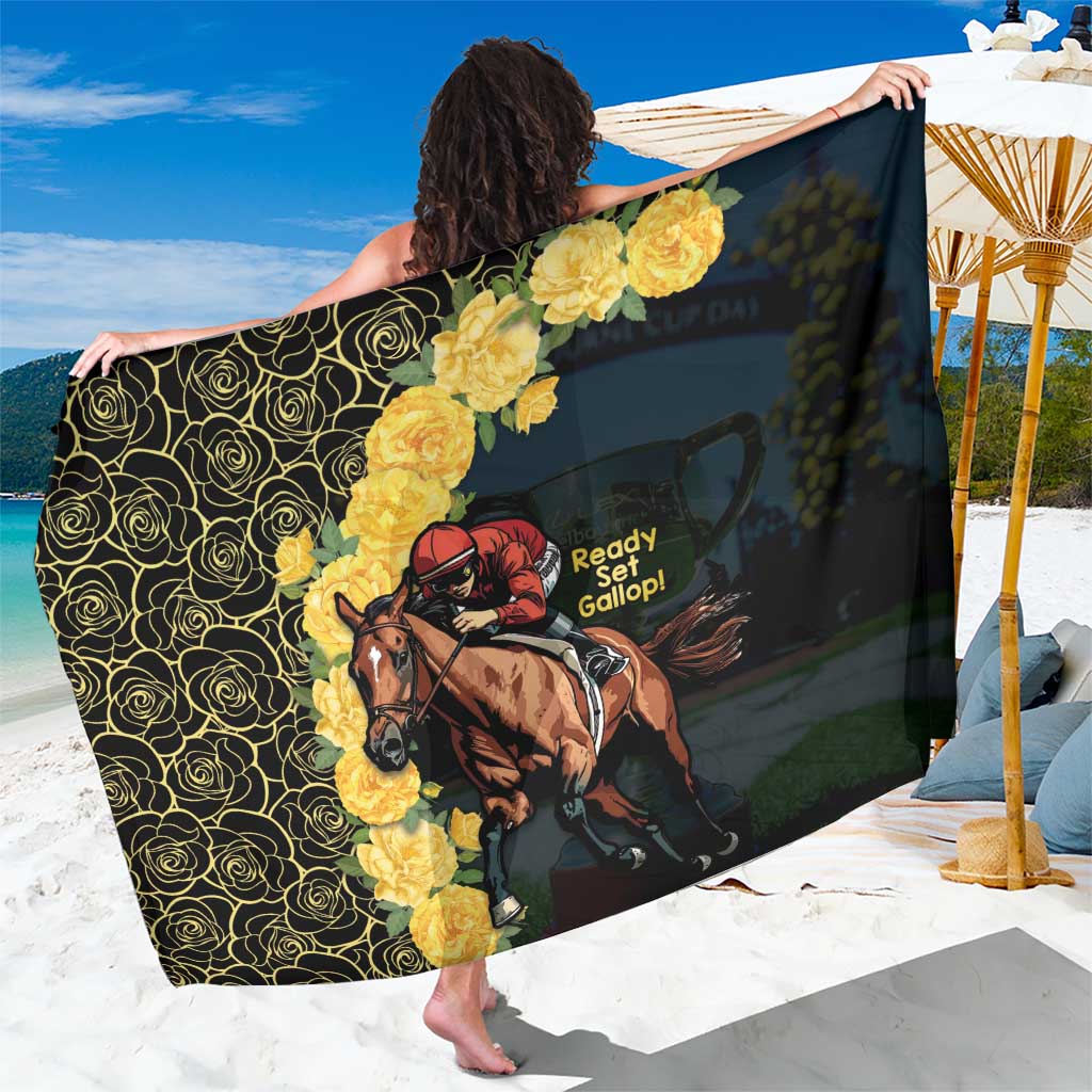 Melbourne Horse Racing Sarong Yellow Roses - Ready Set Gallop! - Wonder Print Shop