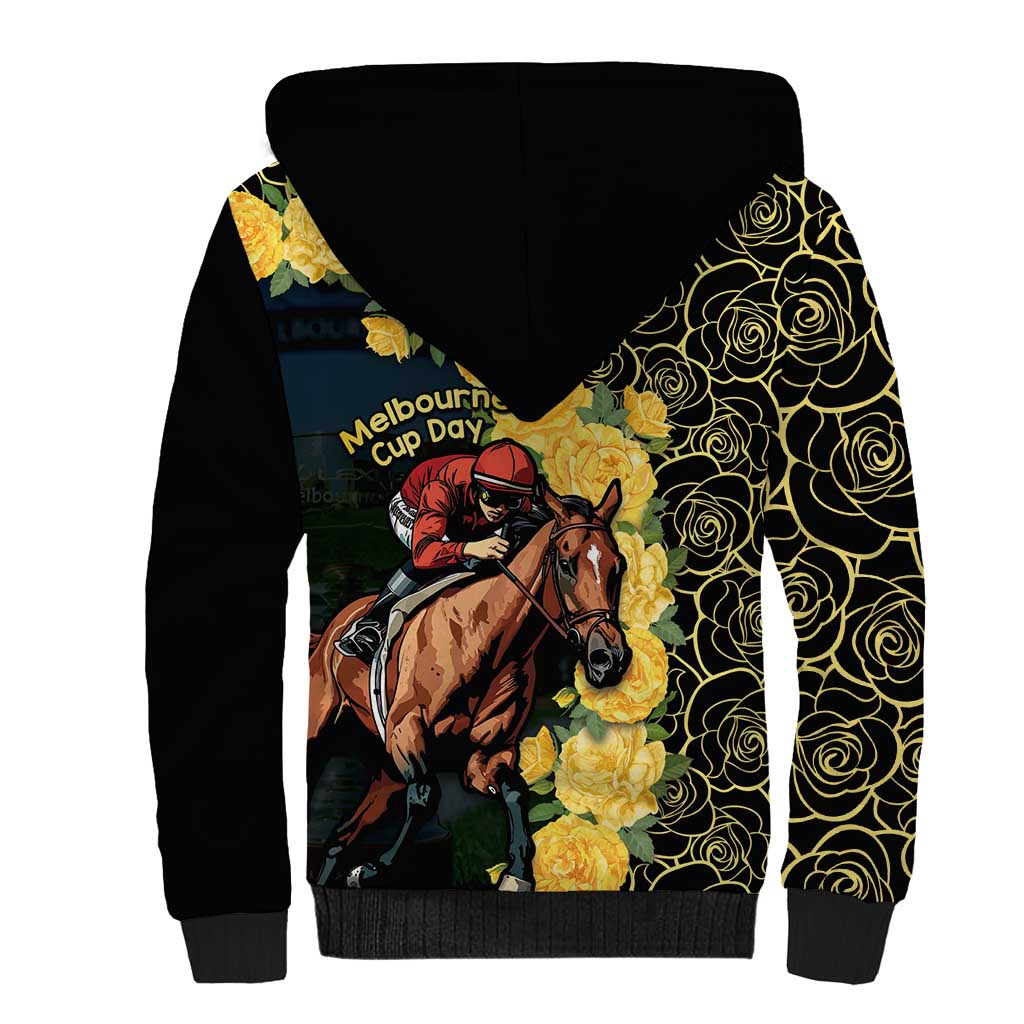 Melbourne Horse Racing Sherpa Hoodie Yellow Roses - Ready Set Gallop! - Wonder Print Shop