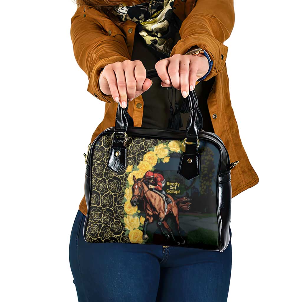 Melbourne Horse Racing Shoulder Handbag Yellow Roses - Ready Set Gallop! - Wonder Print Shop