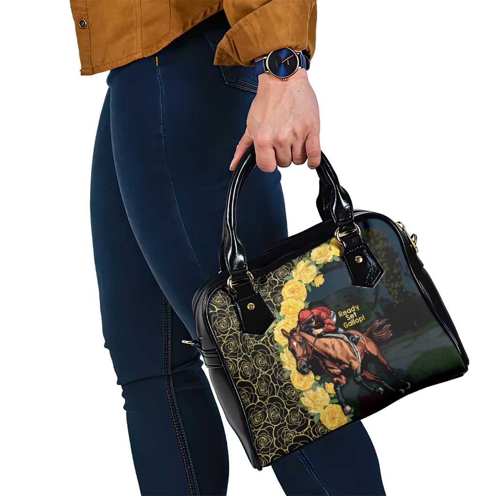 Melbourne Horse Racing Shoulder Handbag Yellow Roses - Ready Set Gallop! - Wonder Print Shop