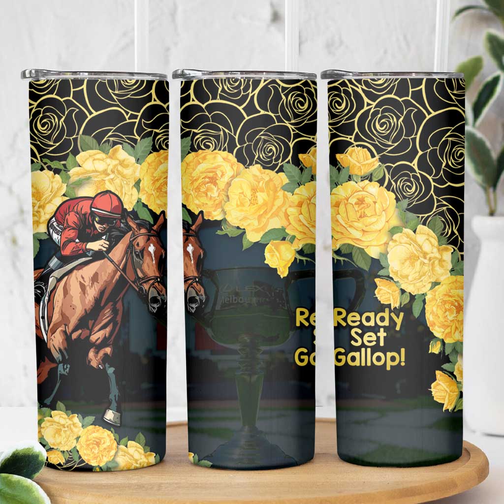 Melbourne Horse Racing Skinny Tumbler Yellow Roses - Ready Set Gallop! - Wonder Print Shop
