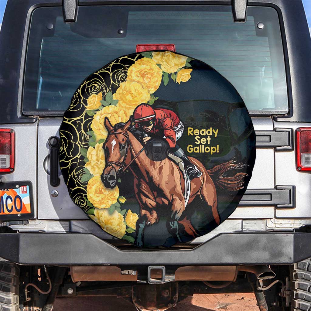 Melbourne Horse Racing Spare Tire Cover Yellow Roses - Ready Set Gallop! - Wonder Print Shop
