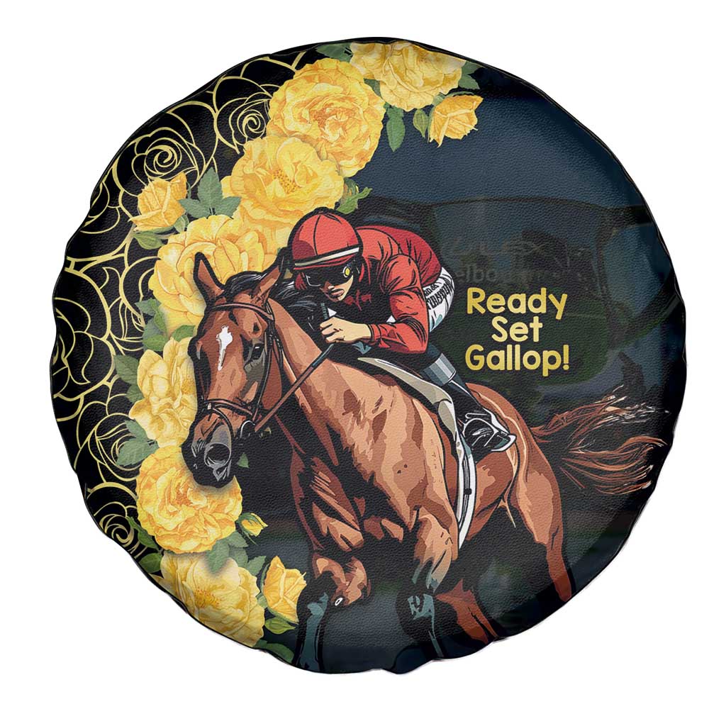 Melbourne Horse Racing Spare Tire Cover Yellow Roses - Ready Set Gallop! - Wonder Print Shop