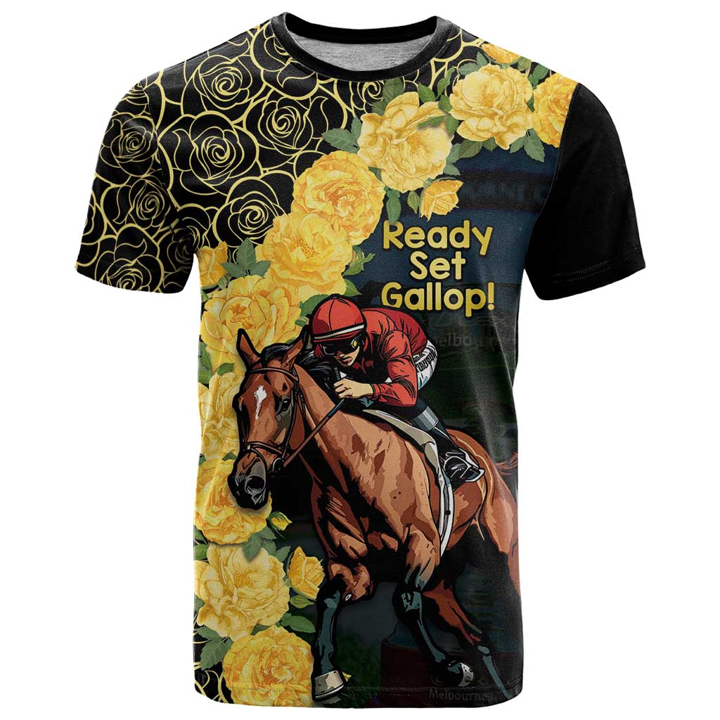 Melbourne Horse Racing T Shirt Yellow Roses - Ready Set Gallop! - Wonder Print Shop