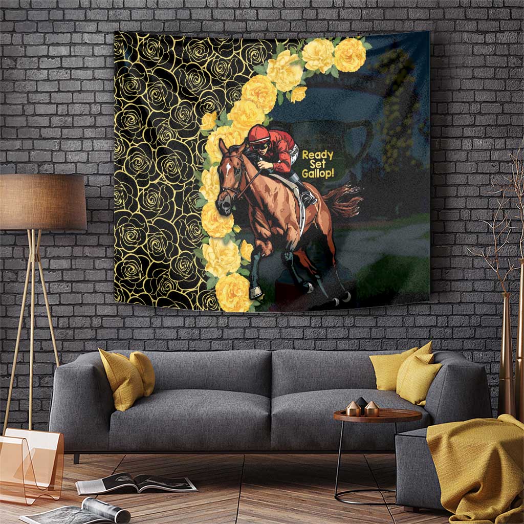 Melbourne Horse Racing Tapestry Yellow Roses - Ready Set Gallop! - Wonder Print Shop