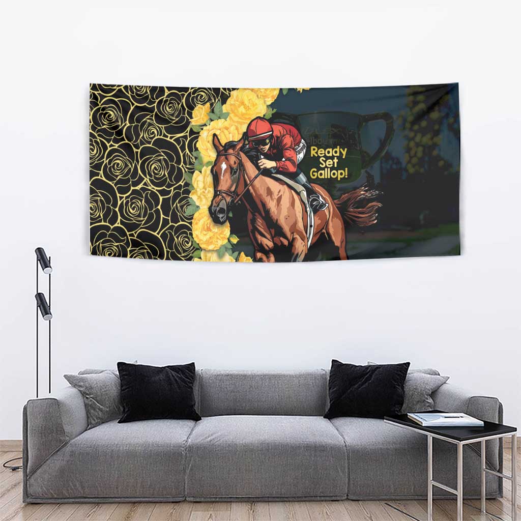 Melbourne Horse Racing Tapestry Yellow Roses - Ready Set Gallop! - Wonder Print Shop