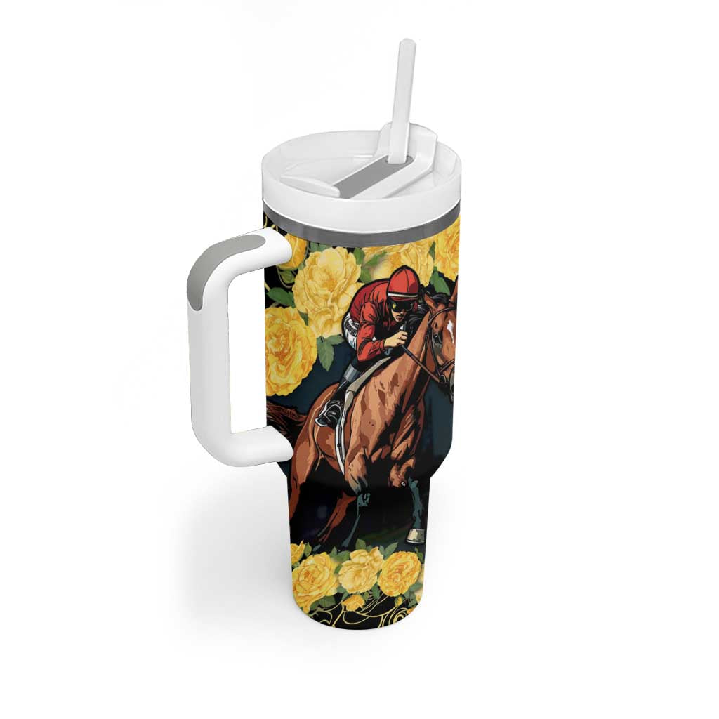 Melbourne Horse Racing Tumbler With Handle Yellow Roses - Ready Set Gallop! - Wonder Print Shop