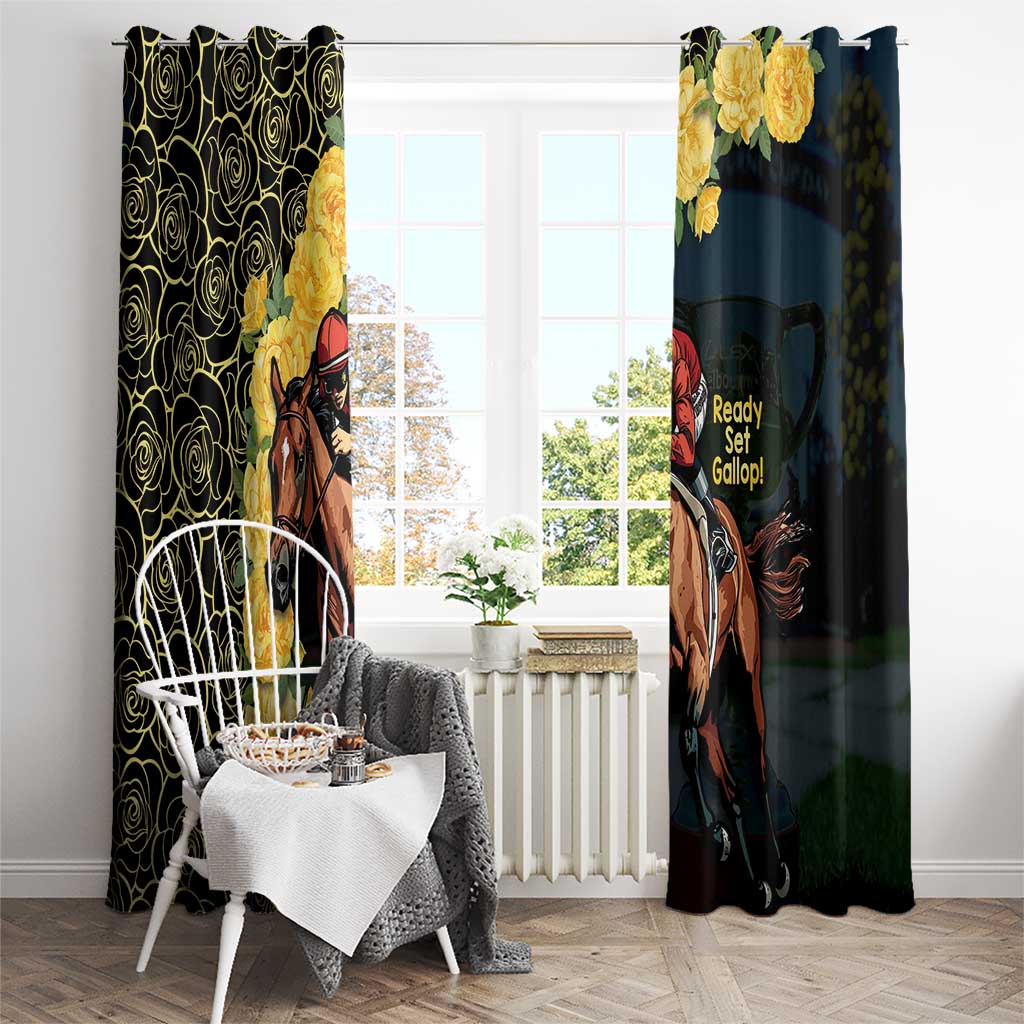 Melbourne Horse Racing Window Curtain Yellow Roses - Ready Set Gallop! - Wonder Print Shop
