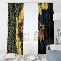 Melbourne Horse Racing Window Curtain Yellow Roses - Ready Set Gallop! - Wonder Print Shop