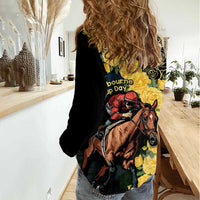 Melbourne Horse Racing Women Casual Shirt Yellow Roses - Ready Set Gallop! - Wonder Print Shop