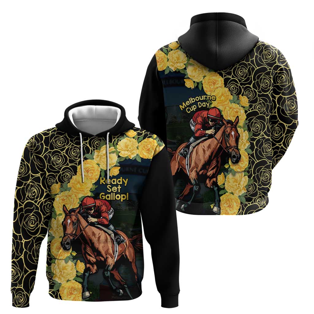 Melbourne Horse Racing Zip Hoodie Yellow Roses - Ready Set Gallop! - Wonder Print Shop