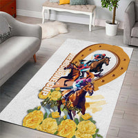 Melbourne Cup Australia Area Rug Horse Racing Horseshoe Mix Yellow Roses - Wonder Print Shop