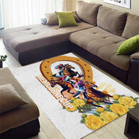 Melbourne Cup Australia Area Rug Horse Racing Horseshoe Mix Yellow Roses - Wonder Print Shop