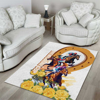 Melbourne Cup Australia Area Rug Horse Racing Horseshoe Mix Yellow Roses - Wonder Print Shop