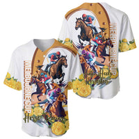 Melbourne Cup Australia Baseball Jersey Horse Racing Horseshoe Mix Yellow Roses - Wonder Print Shop