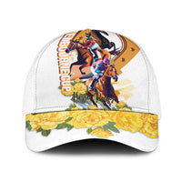 Melbourne Cup Australia Baseball Net Cap Horse Racing Horseshoe Mix Yellow Roses - Wonder Print Shop