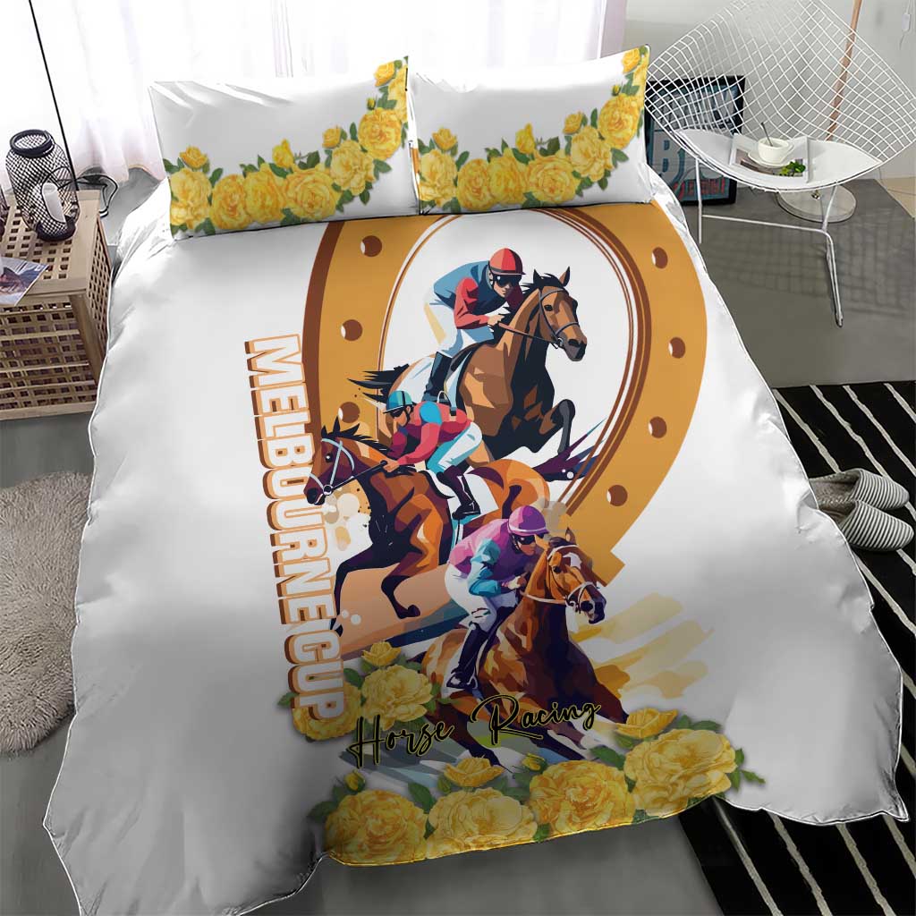 Melbourne Cup Australia Bedding Set Horse Racing Horseshoe Mix Yellow Roses - Wonder Print Shop
