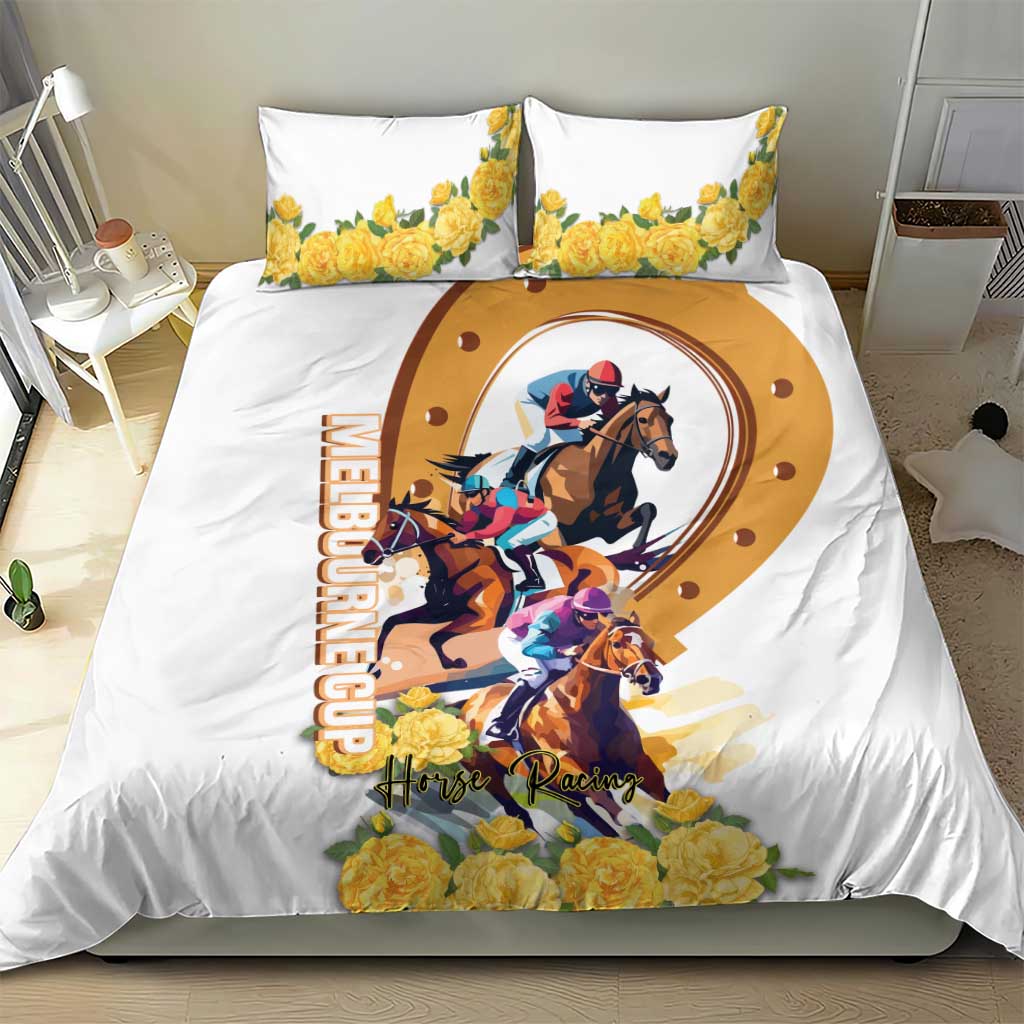Melbourne Cup Australia Bedding Set Horse Racing Horseshoe Mix Yellow Roses - Wonder Print Shop