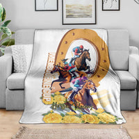 Melbourne Cup Australia Blanket Horse Racing Horseshoe Mix Yellow Roses - Wonder Print Shop