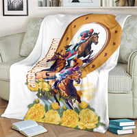 Melbourne Cup Australia Blanket Horse Racing Horseshoe Mix Yellow Roses - Wonder Print Shop