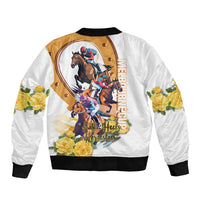 Melbourne Cup Australia Bomber Jacket Horse Racing Horseshoe Mix Yellow Roses - Wonder Print Shop